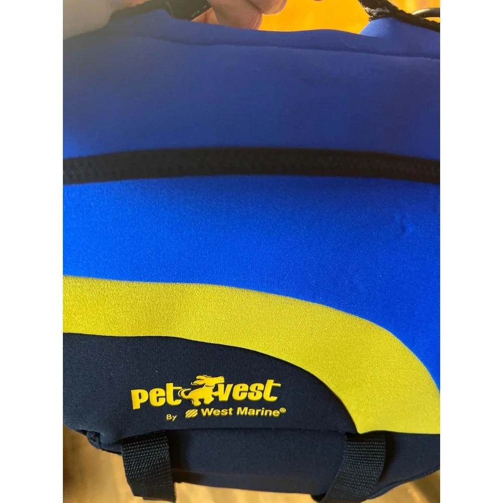 PetVest By West Marine Dog Life Vest Jacket Blue Yellow Safety Pet Gear XL